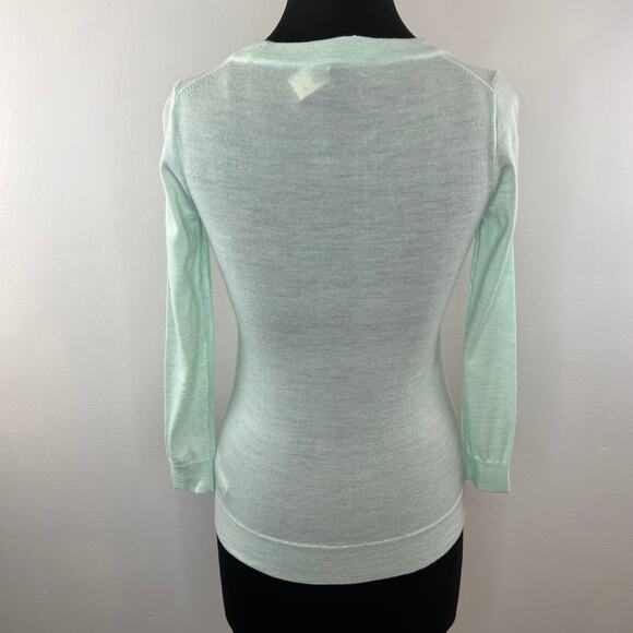 NWT J. Crew Green Wool Blend Round Neck Long Sleeve Tippi Sweater Size XXS - Picture 2 of 8